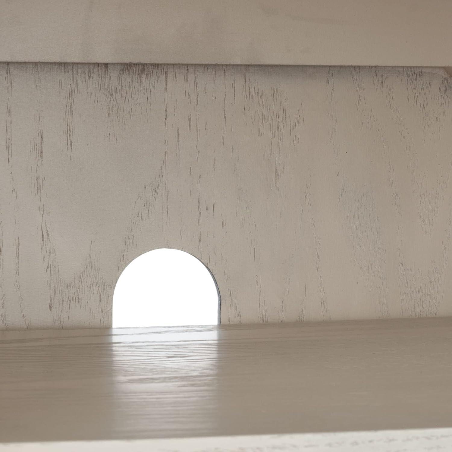 Elissa White Washed Mid-Century Media Stand with Bronze Hardware