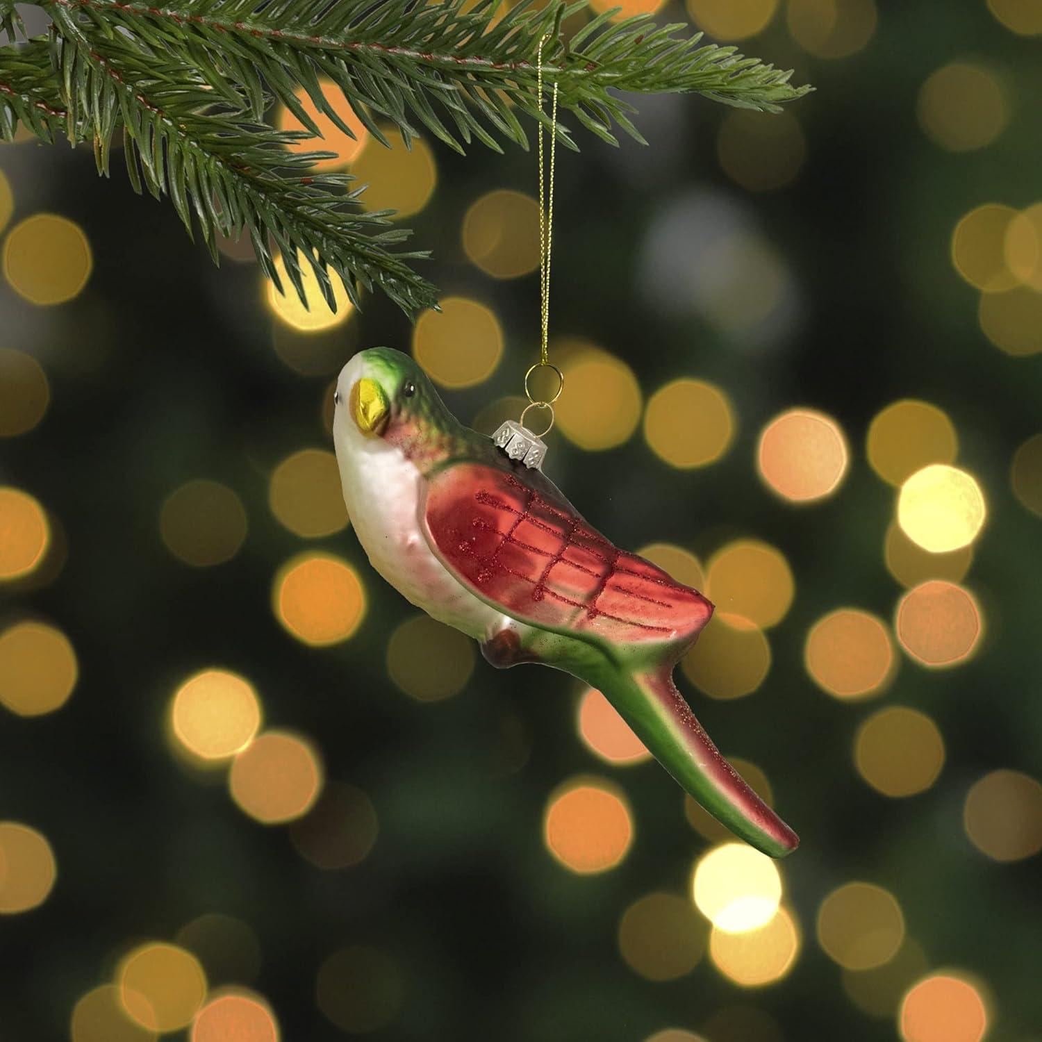 Northlight 6.5" Yellow and Red Parrot Glass Christmas Ornament