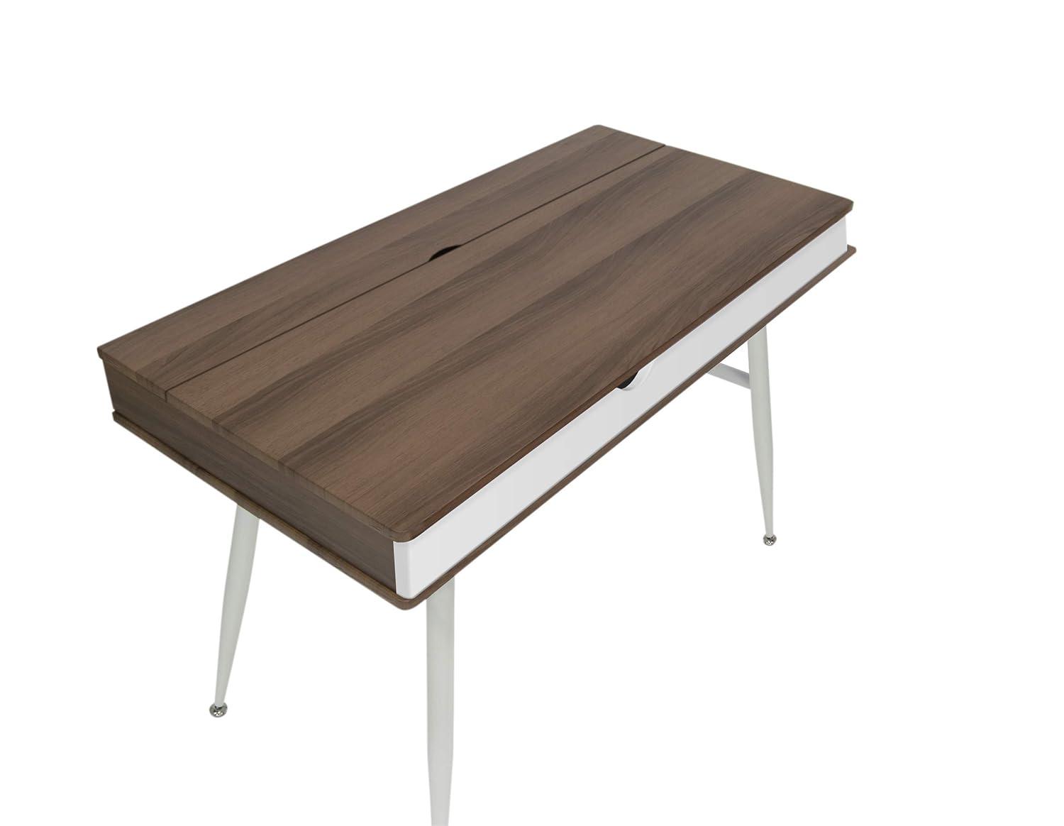 Alcove Writing Desk Chestnut - Calico Designs: Metal Frame, MDF Surface, Mid-Century Modern Style