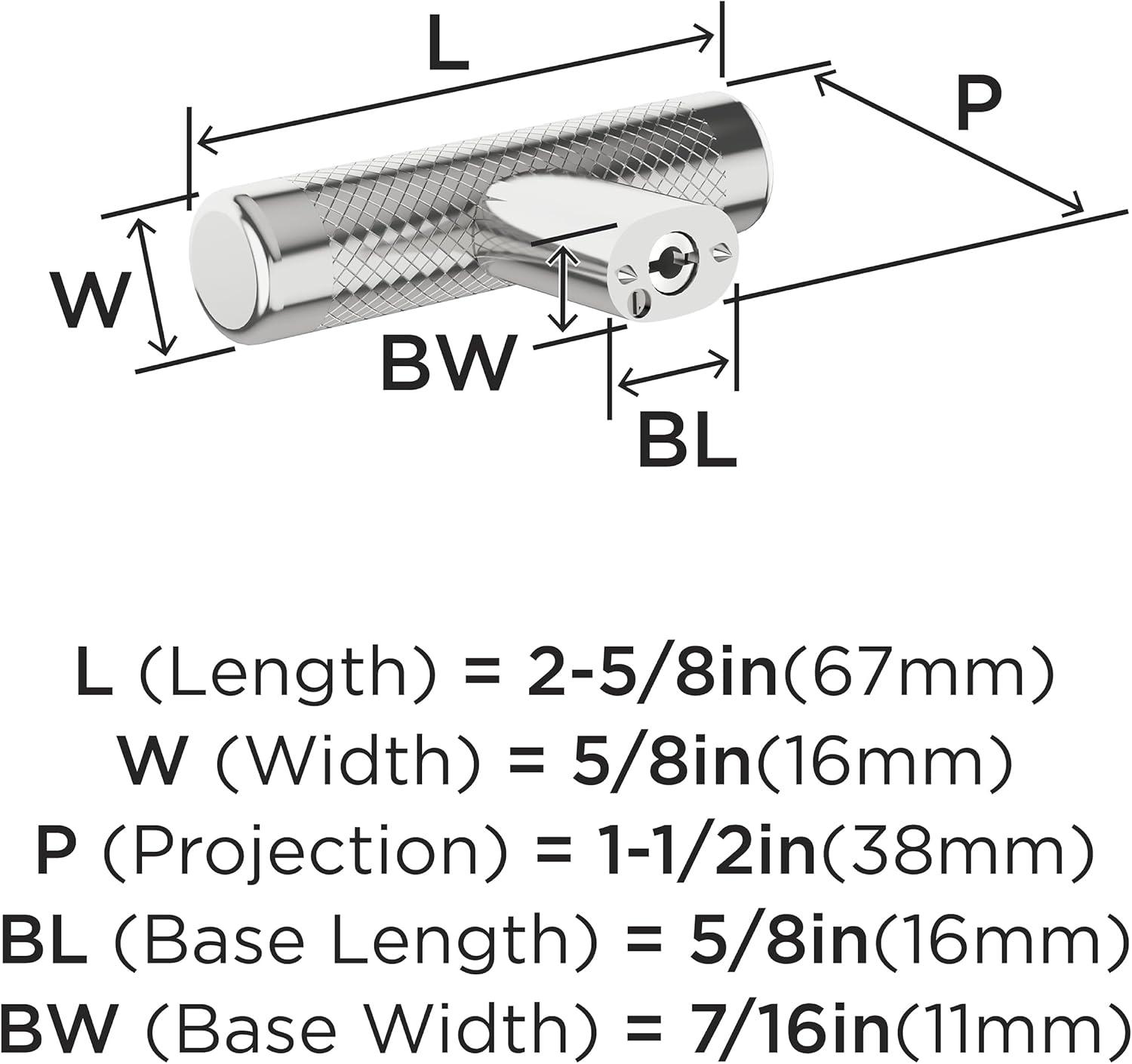 Amerock Bronx 2-5/8 inch (67mm) Length Polished Chrome Cabinet Knob