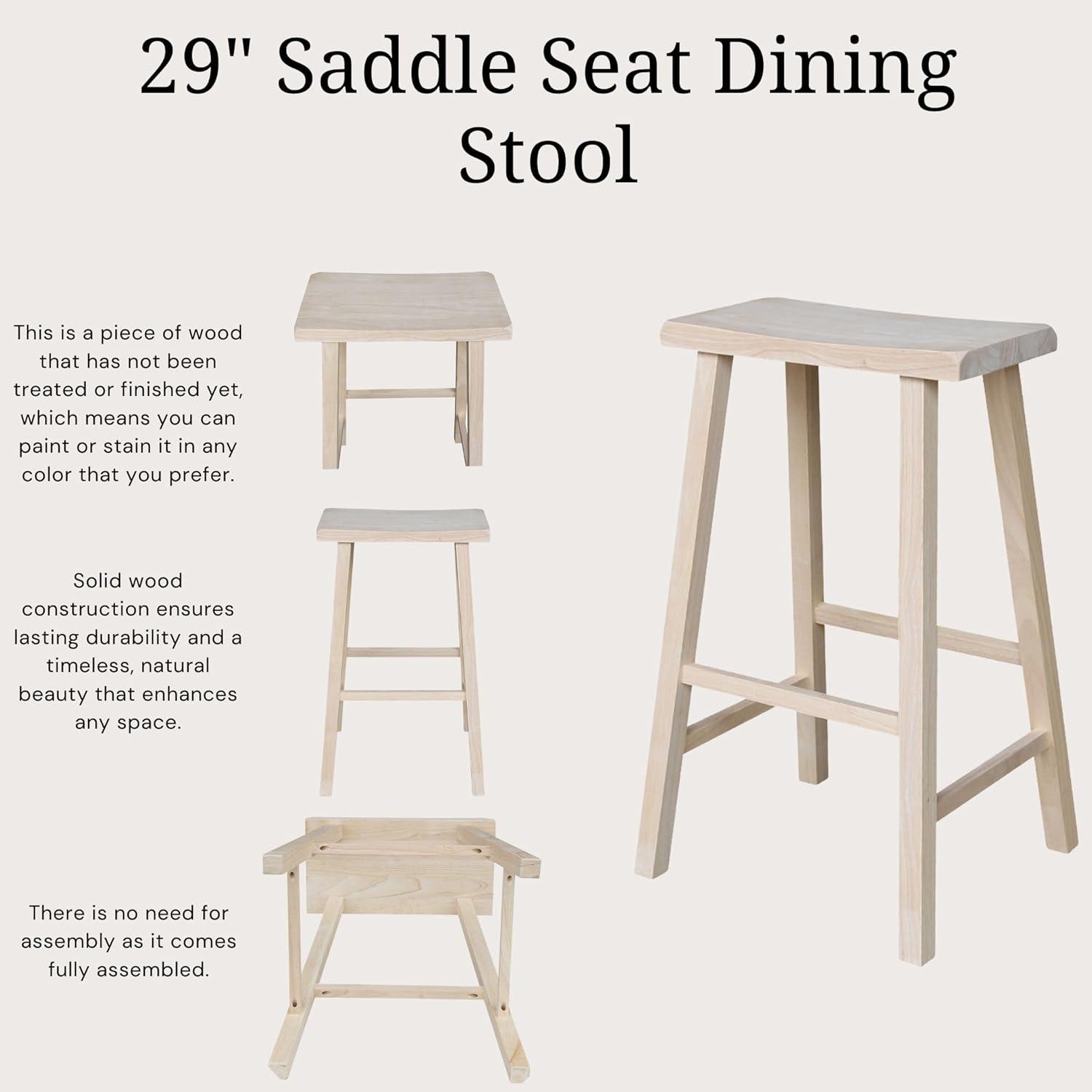 International Concepts Wood Saddle Seat Stool - 29" Seat Height - Unfinished