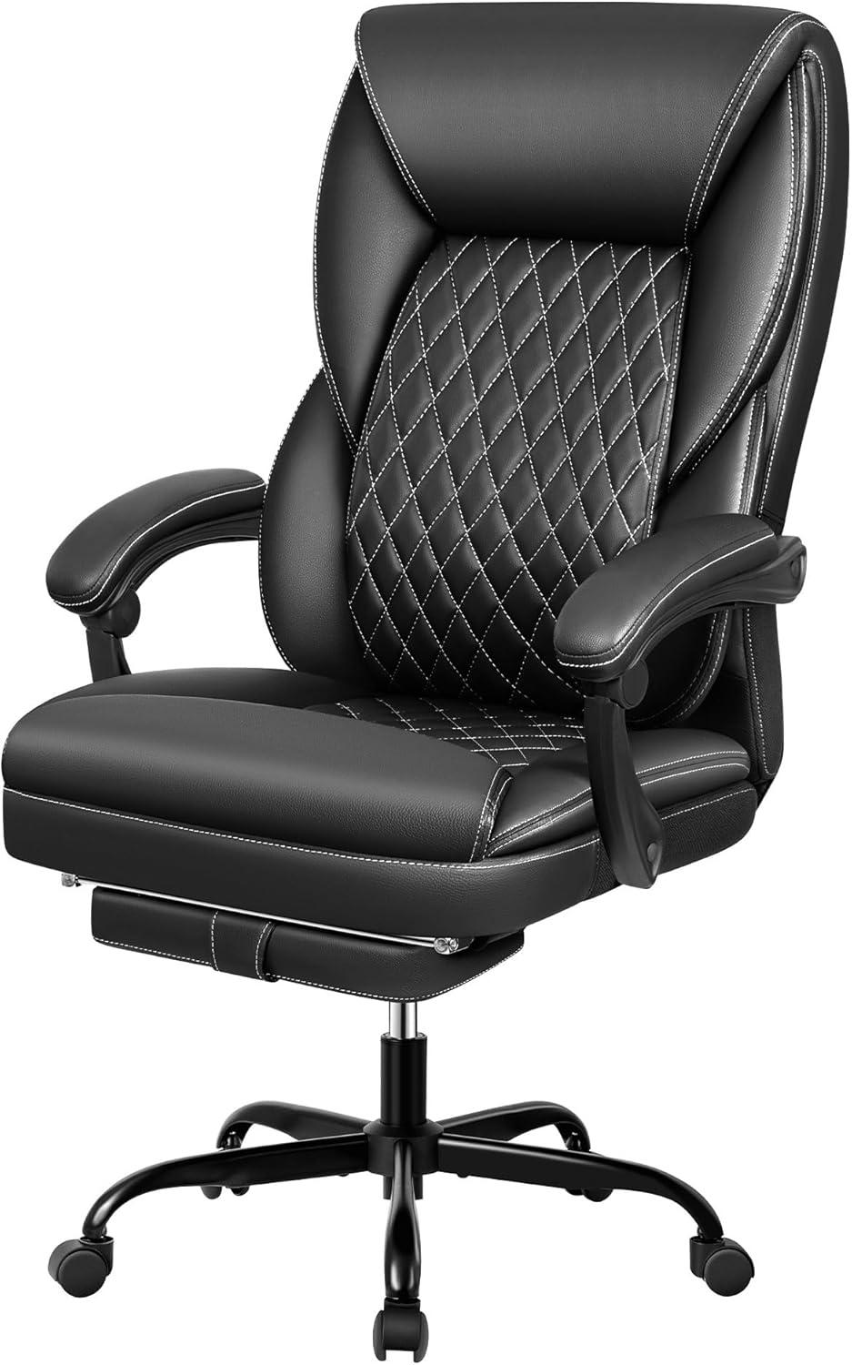 Black Leather High Back Ergonomic Executive Swivel Chair