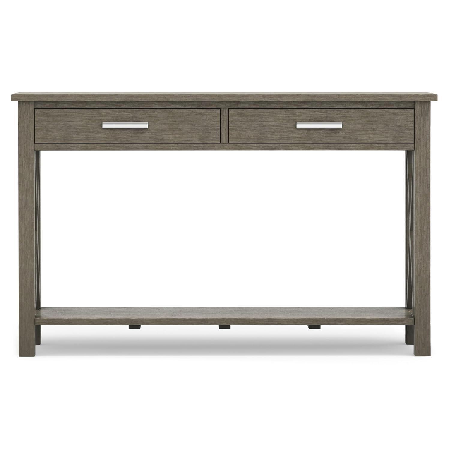 Simpli Home Kitchener 47"W Solid Wood Contemporary Storage Console Table with 2 Drawers and Bottom Storage Shelf