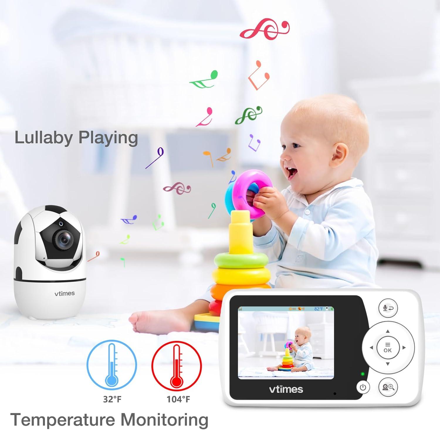 White Digital Baby Monitor with Night Vision and Two-Way Audio