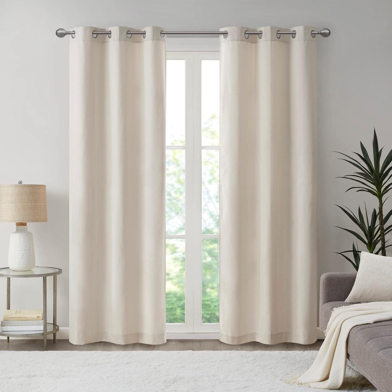 Galen Basketweave Room Darkening Curtain Panel Pair