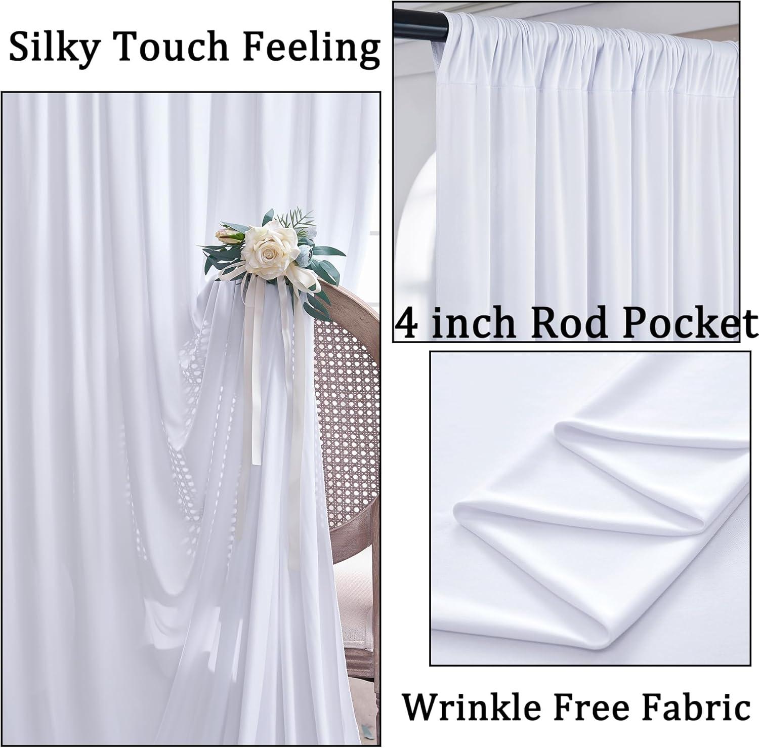 10x10ft White Backdrop Curtain for Parties Wrinkle Free Wedding Baby Curtain Backdrops for Birthday Party