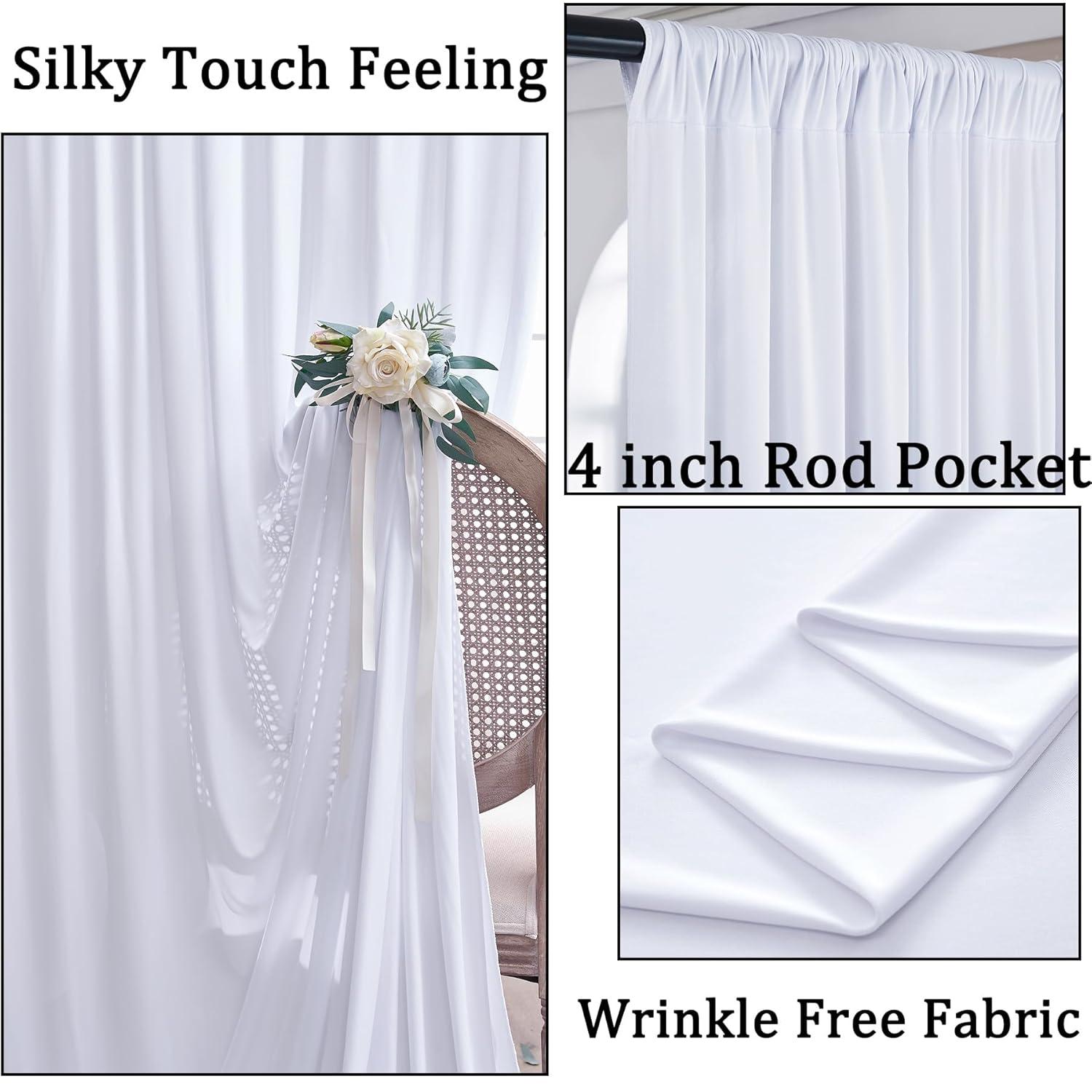 10x10ft White Backdrop Curtain for Parties Wrinkle Free Wedding Baby Curtain Backdrops for Birthday Party