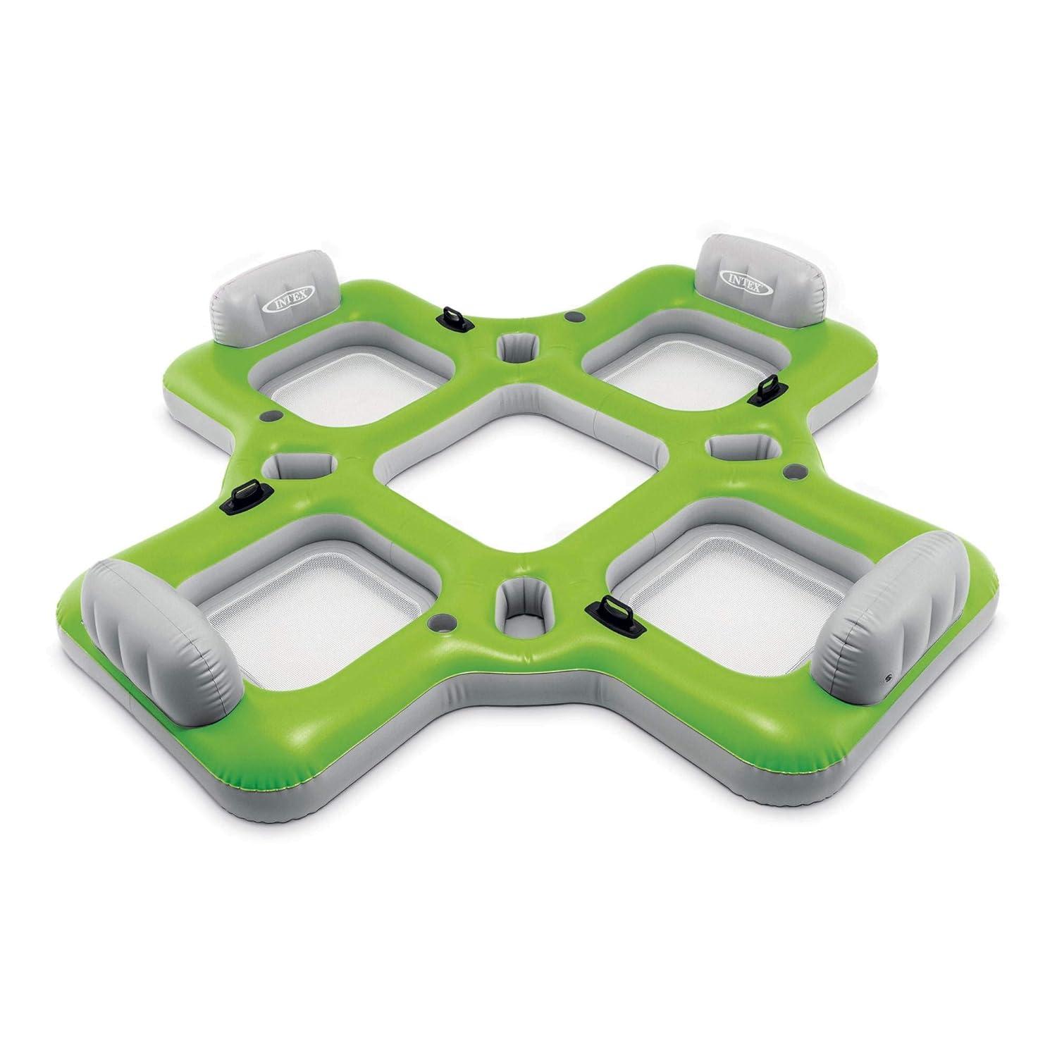 Intex Lounge Island Inflatable 4 Seat PVC Pool Raft Green 110 x 110 x 19 inches