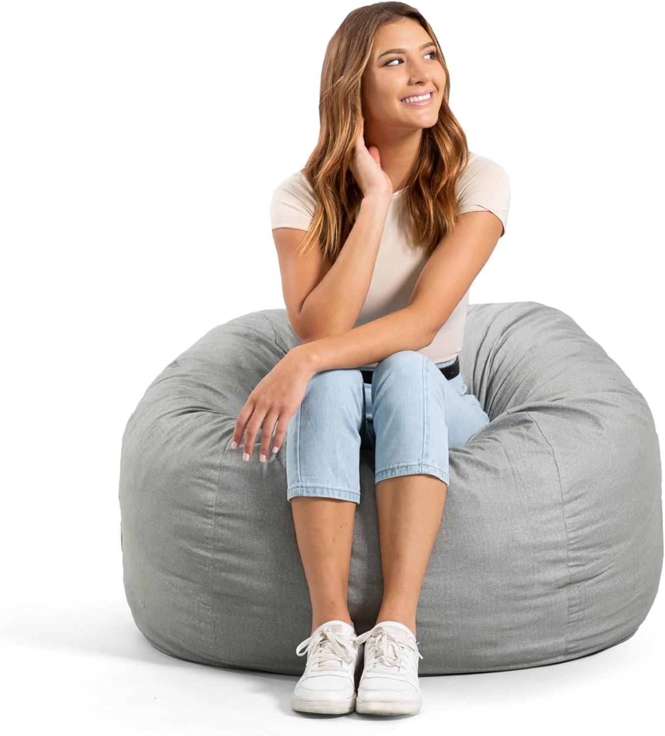 Big Joe Medium 3 Foot Foam Filled Bean Bag Chair with Soft Removeable Cover