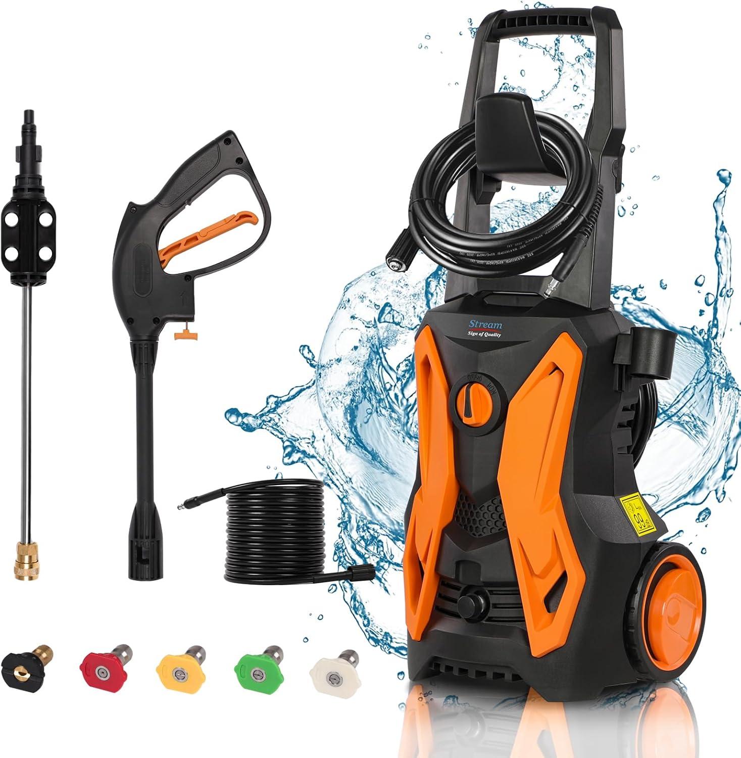 4000 PSI Orange and Black Electric Pressure Washer with 20 FT Hose