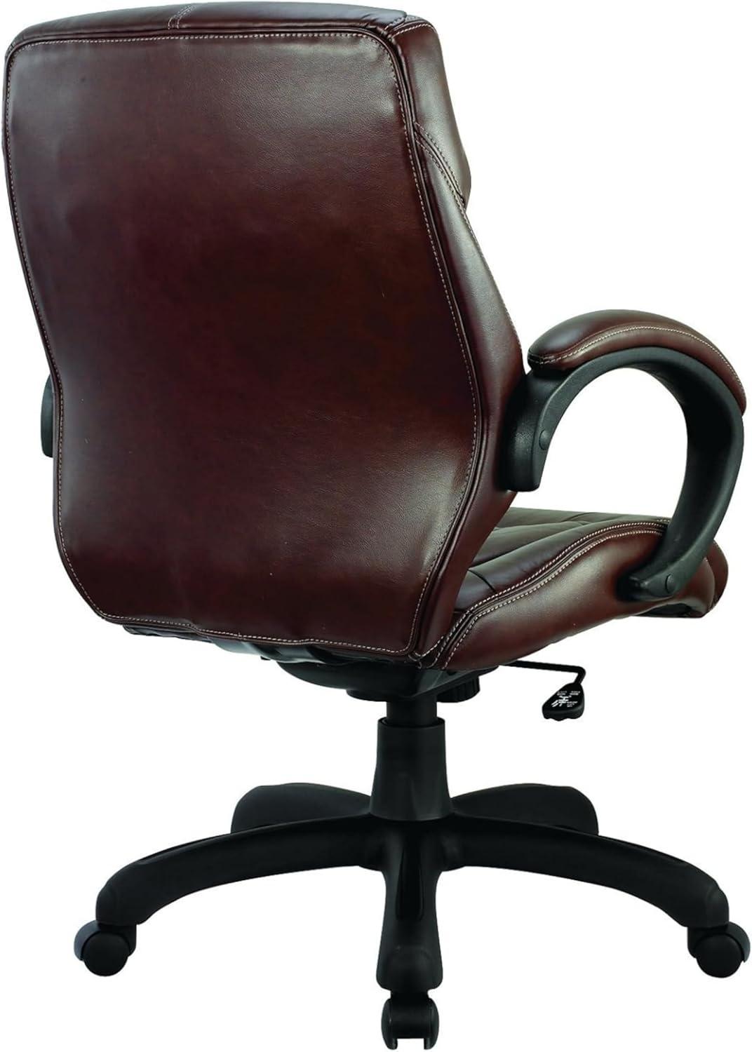 Nicer Furniture  Middle Back Real Leather Executive Chair, Brown