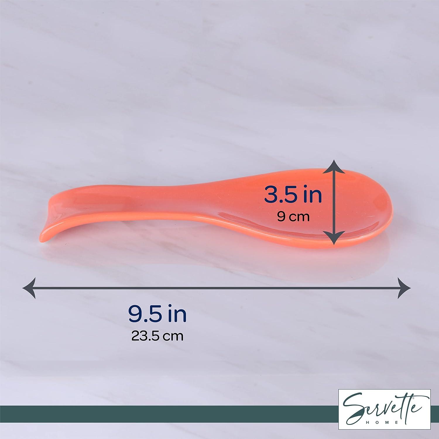 Bright Orange Ceramic Spoon Rest for Kitchen