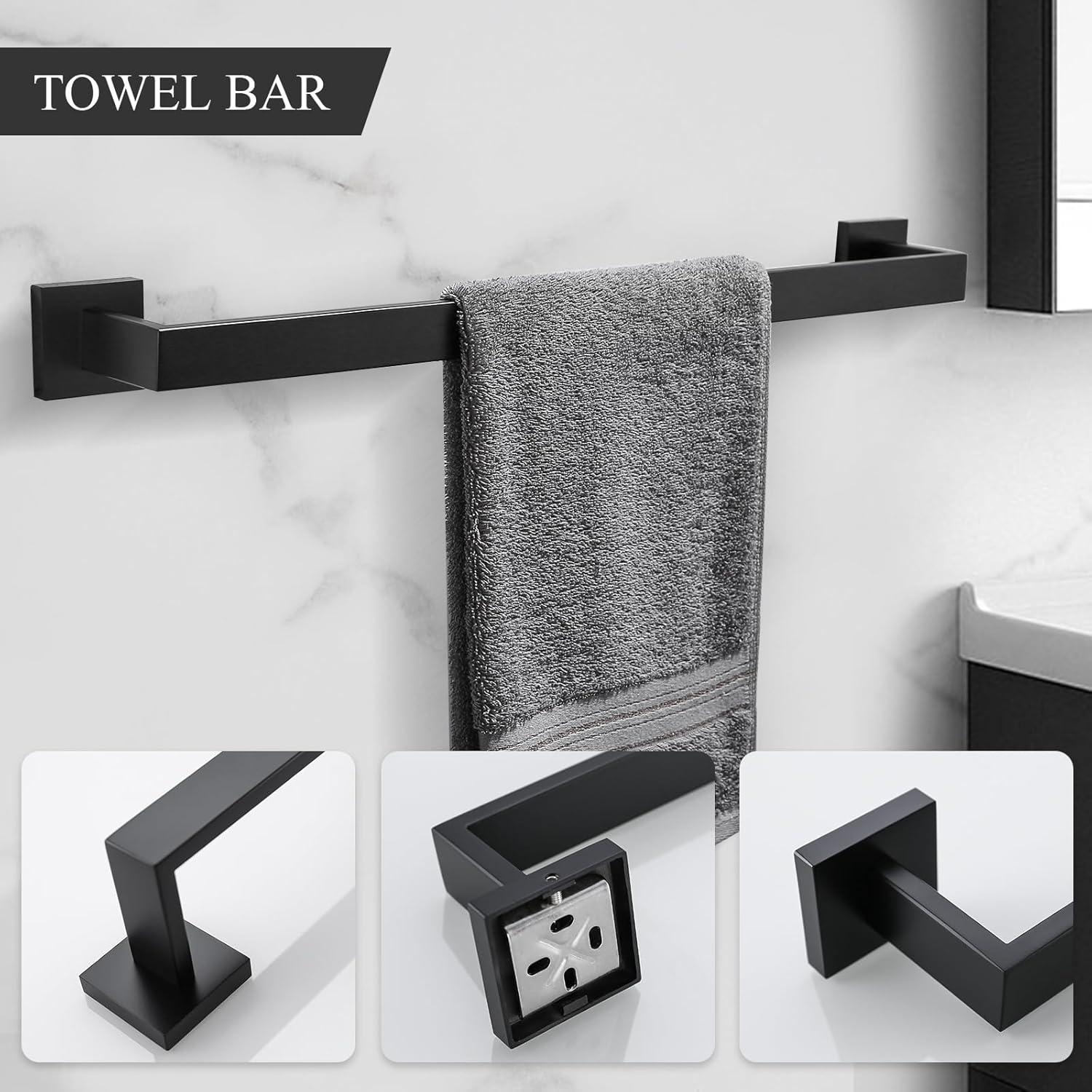 Matte Black Stainless Steel 4-Piece Bathroom Hardware Set