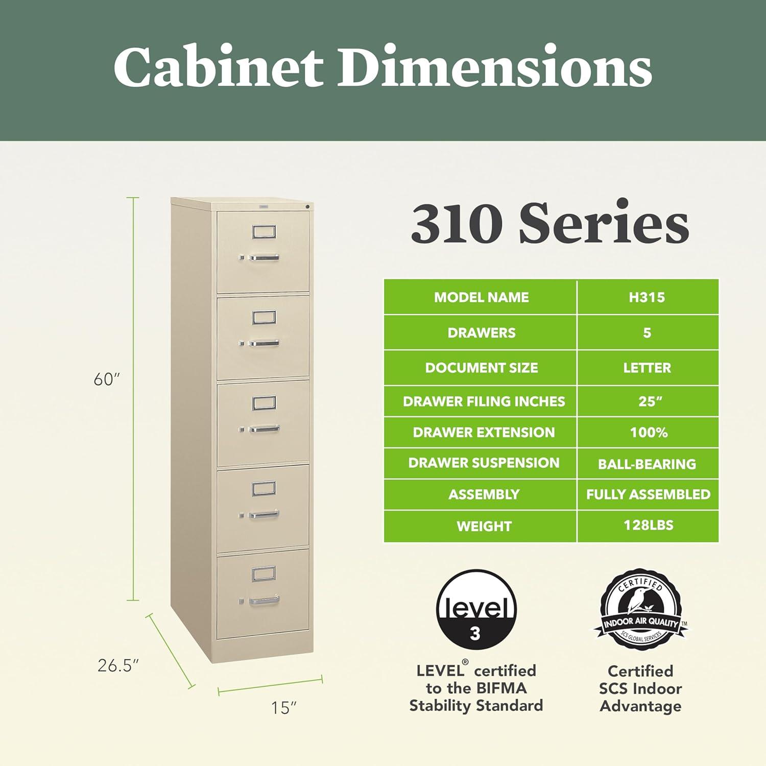 Putty 5-Drawer Vertical Lockable Metal Filing Cabinet