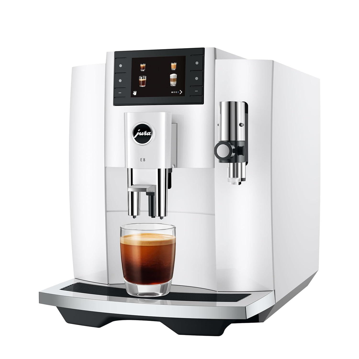 Jura E8 Automatic Espresso Machine | 17 Recipes | Piano White | 15683