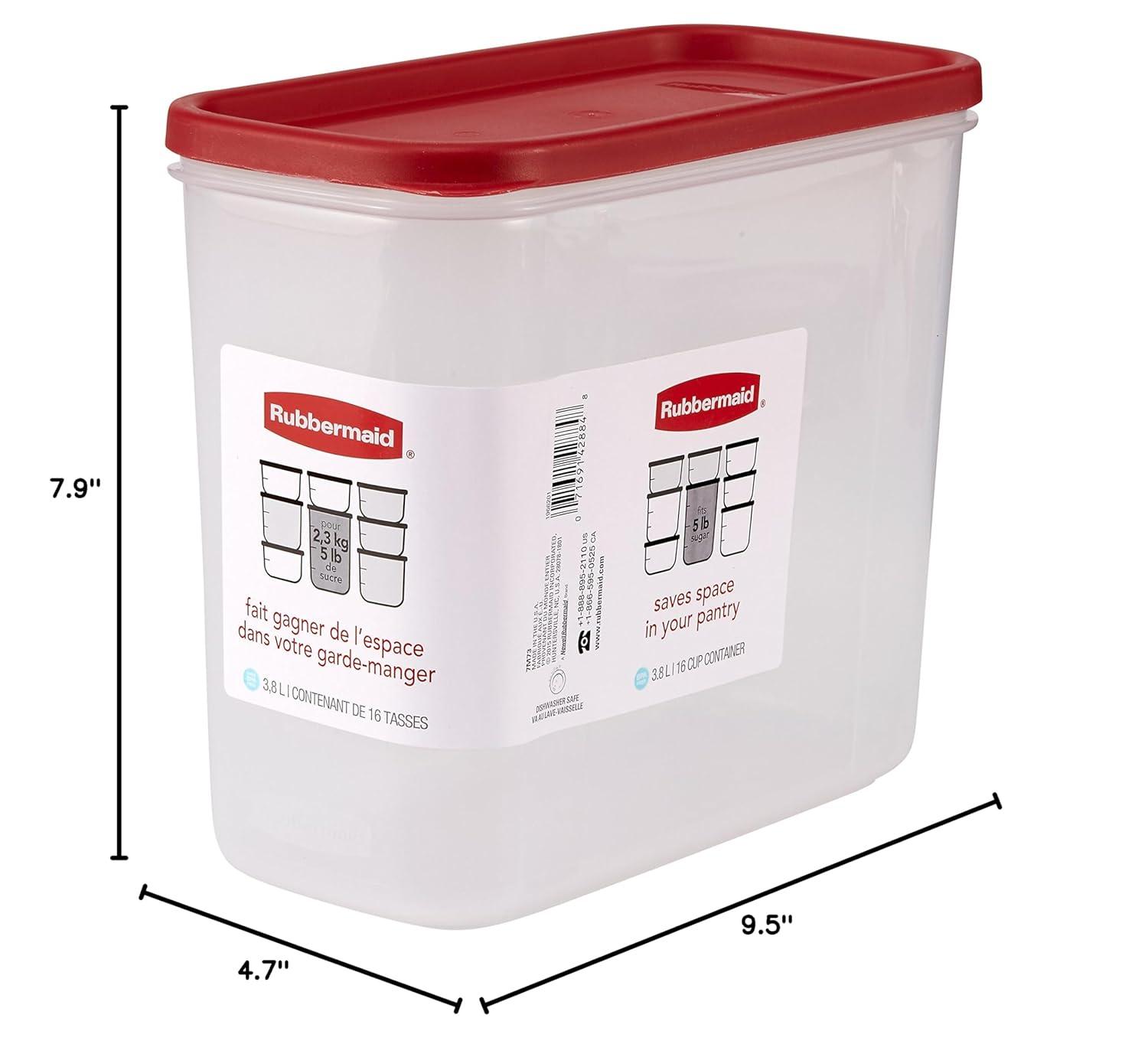 Rubbermaid Modular Canister Food Storage Container, 16 Cup, Red