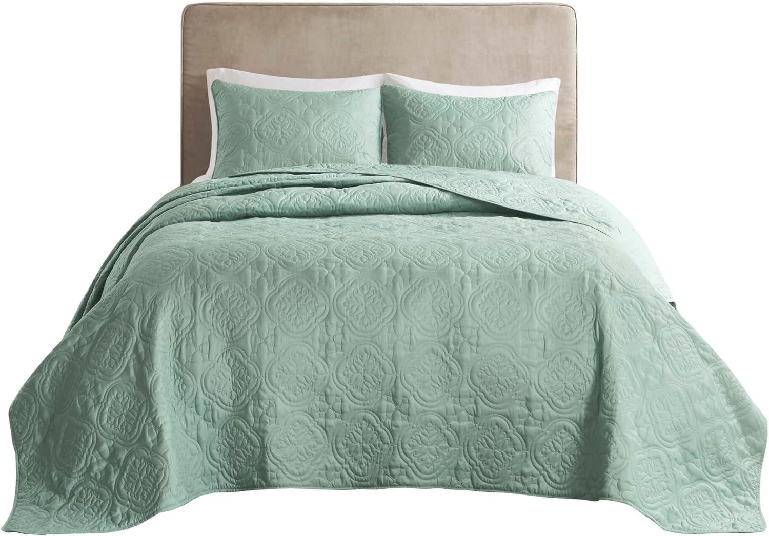 Seafoam Microfiber Reversible Full Bedspread Set