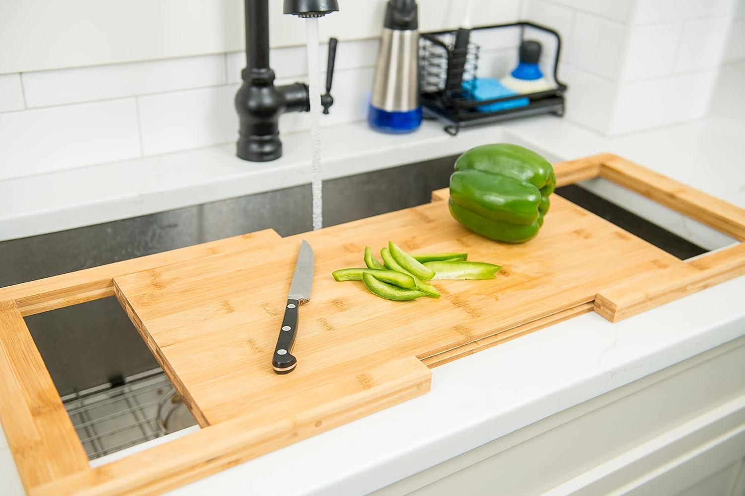 Expandable Bamboo Over-the-Sink Cutting Board