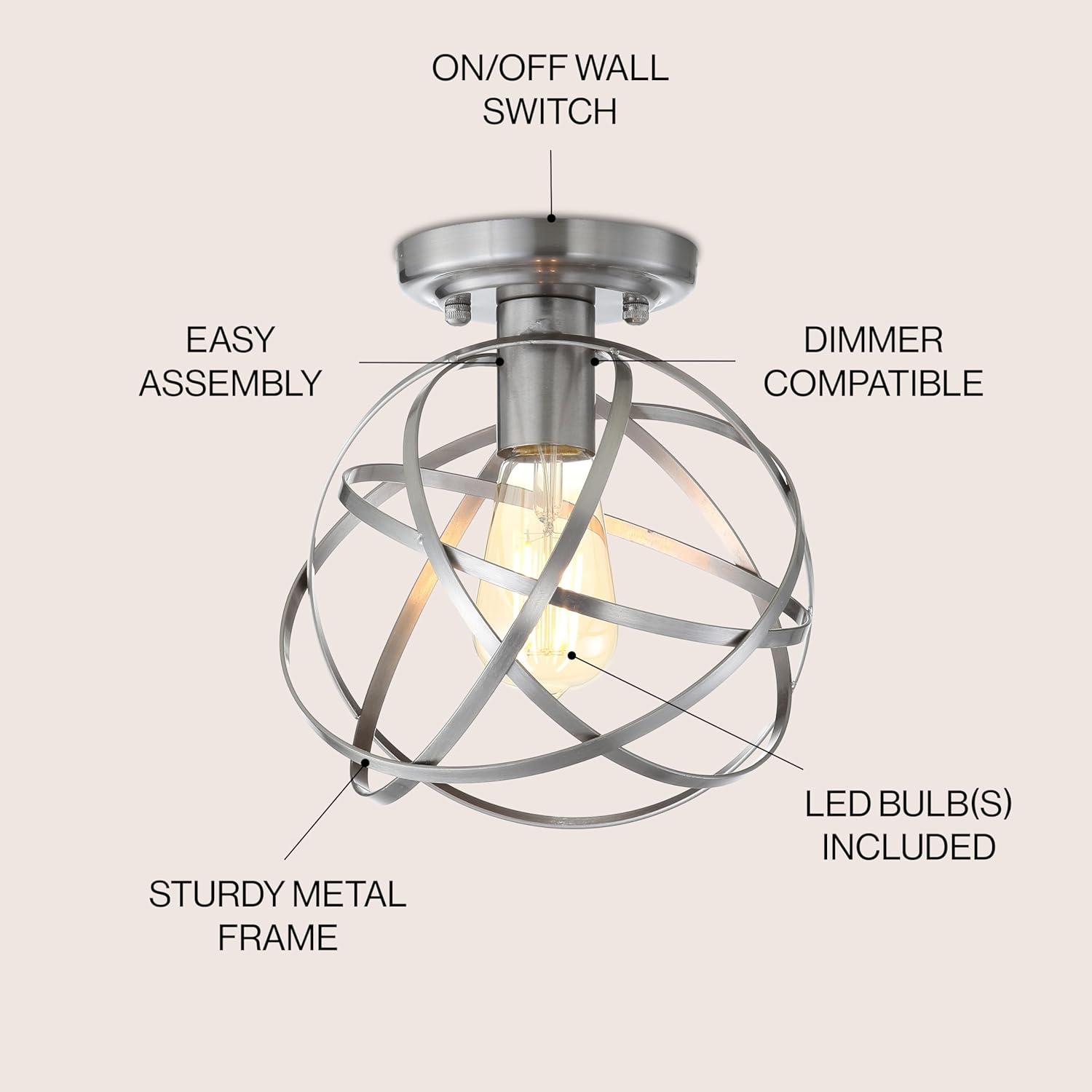 Alba 8.5" Metal Orb LED Flush Mount, Nickel