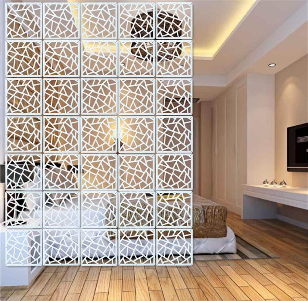 12Pcs White Hanging Room Divider,Wood-Plastic Room Divider DIY Panel Screens Partition Wall Dividers Room Decoration with All Accessories 11.4x11.4 Inch