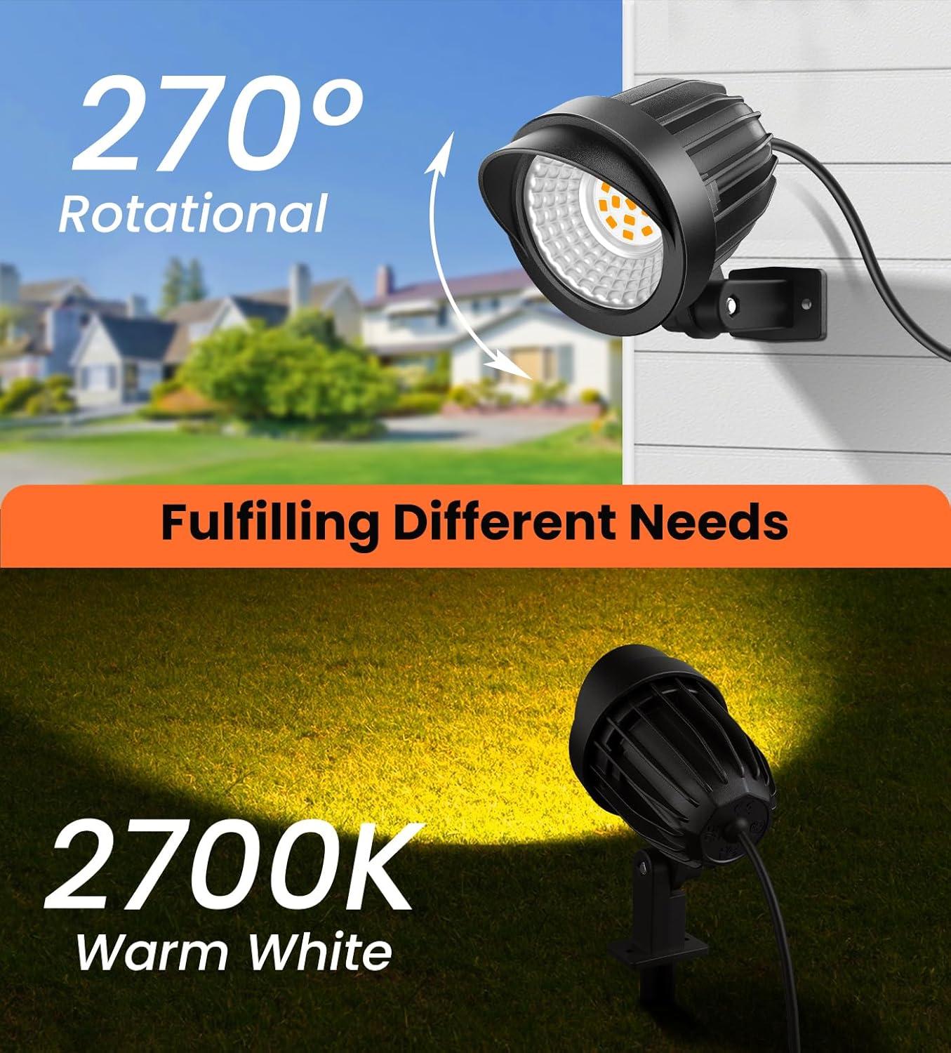 7W LED Black Aluminum Waterproof Outdoor Pathway Spotlights, 4-Pack