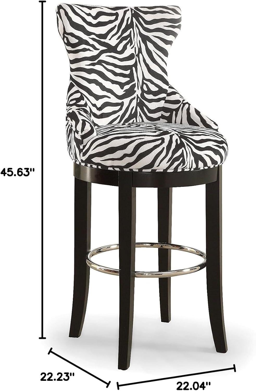 Baxton Studio Peace Modern and Contemporary Zebra Print Patterned Fabric Upholstered Barstool with Metal Footrest Beige: Plywood Frame