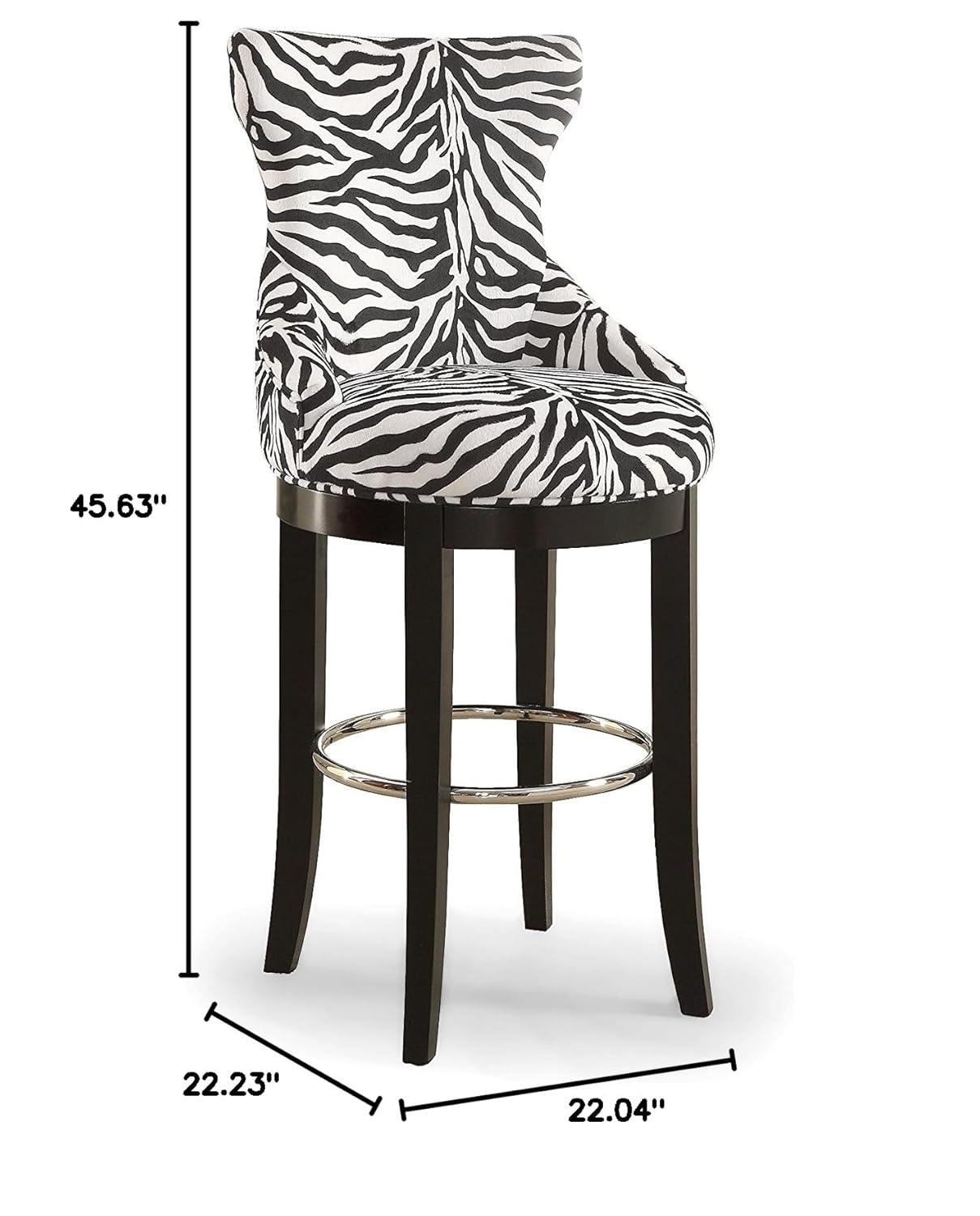 Baxton Studio Peace Modern and Contemporary Zebra Print Patterned Fabric Upholstered Barstool with Metal Footrest Beige: Plywood Frame
