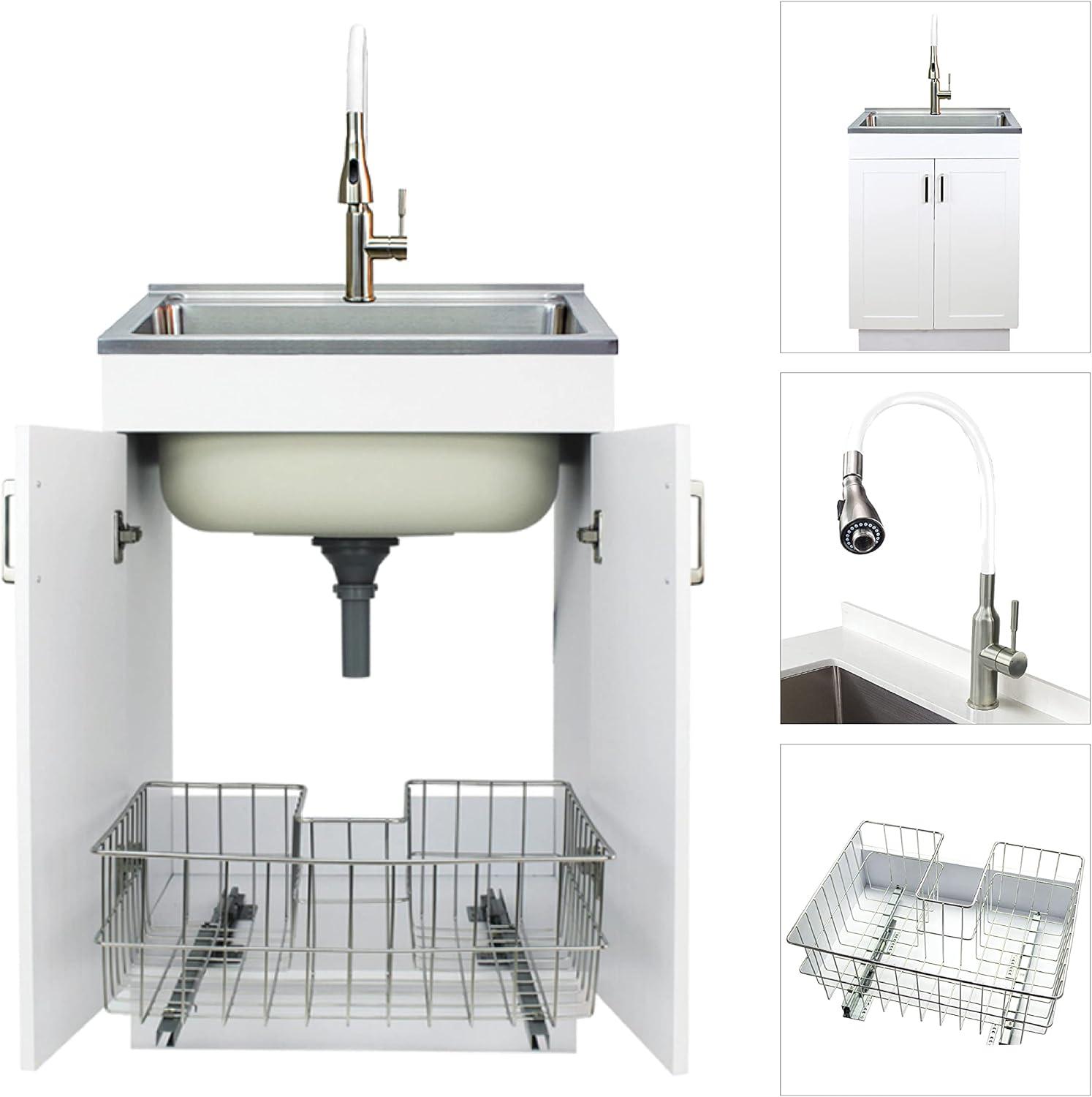 23.6'' L x 19.7'' W Free Standing Laundry Sink with Faucet