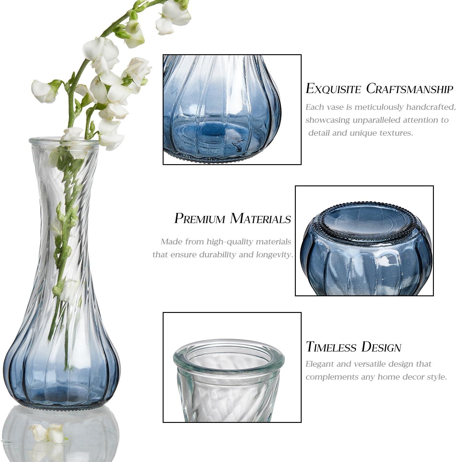 Bud Vases Set of 12, Small Glass Vases for Centerpieces, Small Flower Vases for Centerpieces, Vintage Mini Vase, Clear Bud Vase for Wedding Table Decor