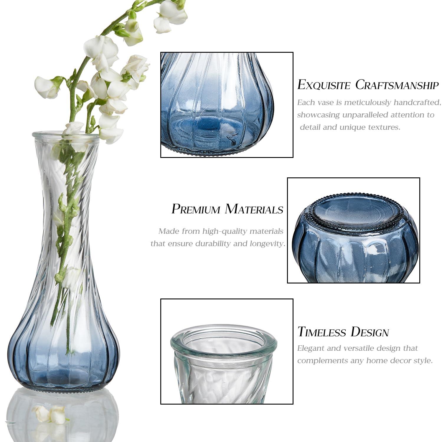 Bud Vases Set of 12, Small Glass Vases for Centerpieces, Small Flower Vases for Centerpieces, Vintage Mini Vase, Clear Bud Vase for Wedding Table Decor