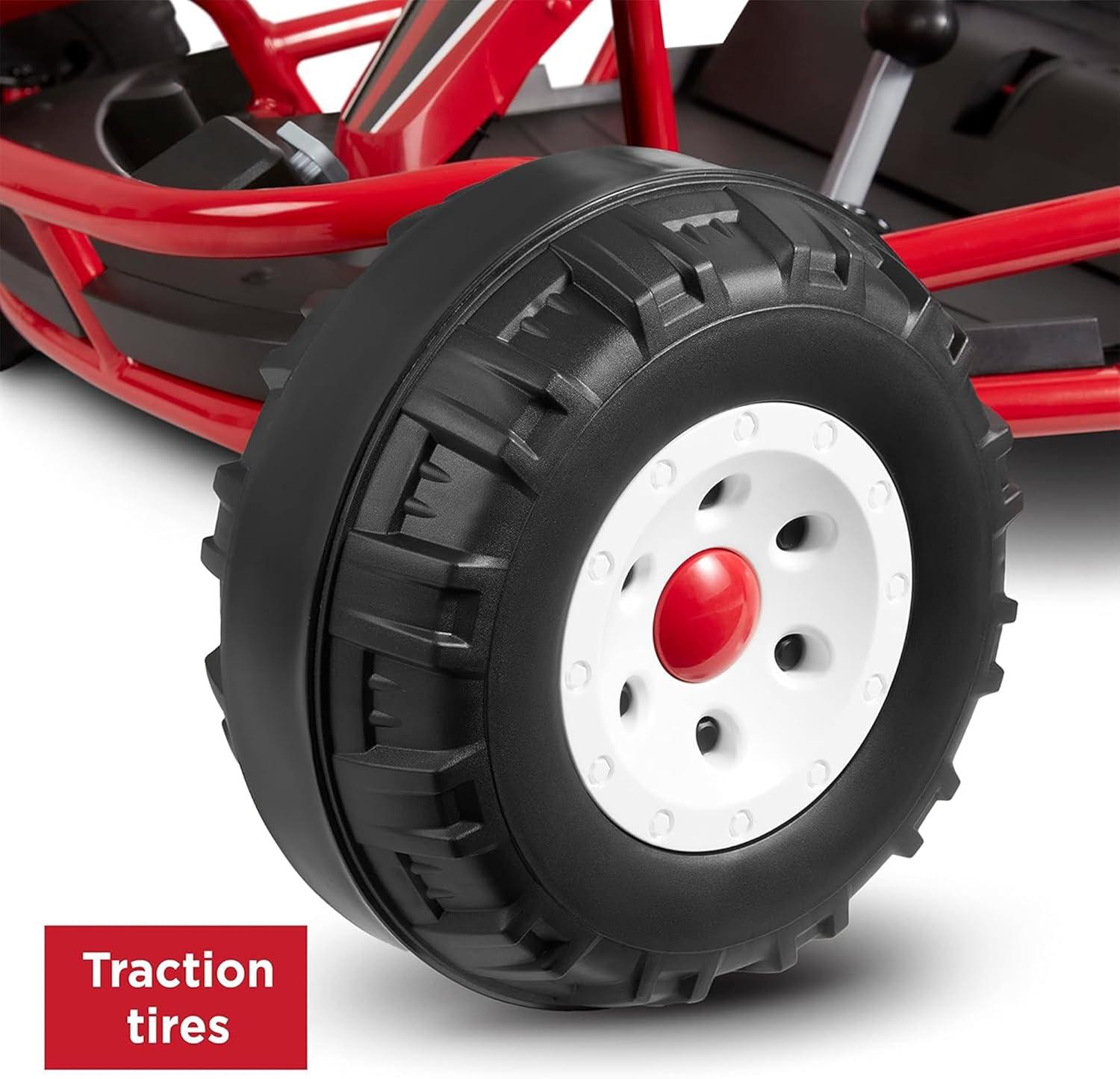 Radio Flyer Ultimate 24 Volt Electric Go-Kart with 2 Seats, Adjustable Seat, Rubber Wheels, and Speeds up to 8 MPH, for Kids Ages 3-8, Red