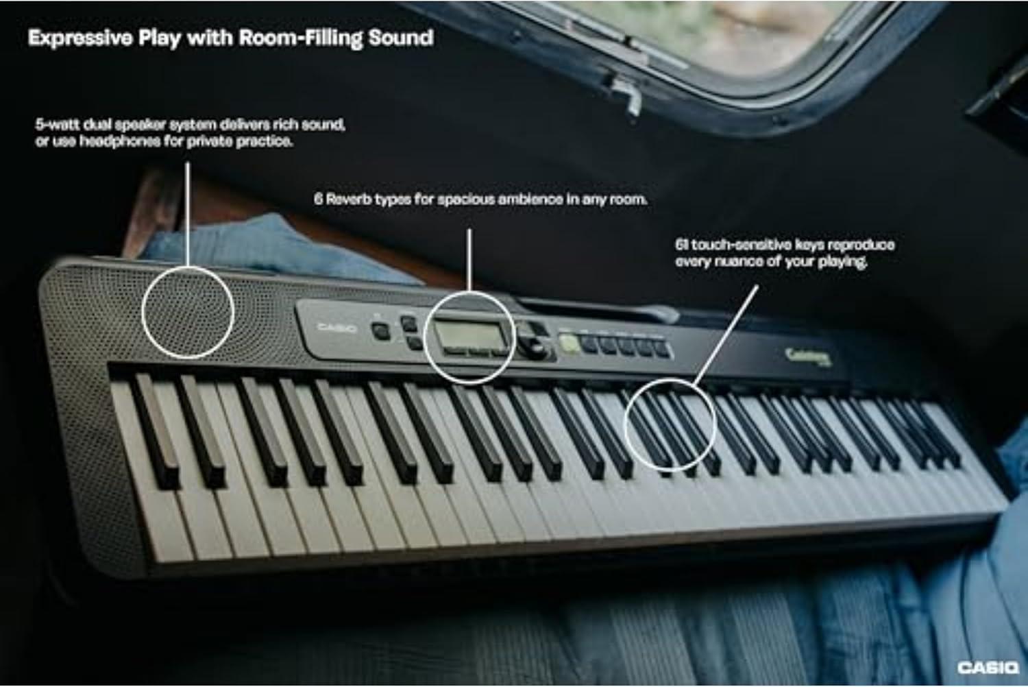 Casio Casiotone LK-S250 Lighted 61-Key Digital Keyboard Black