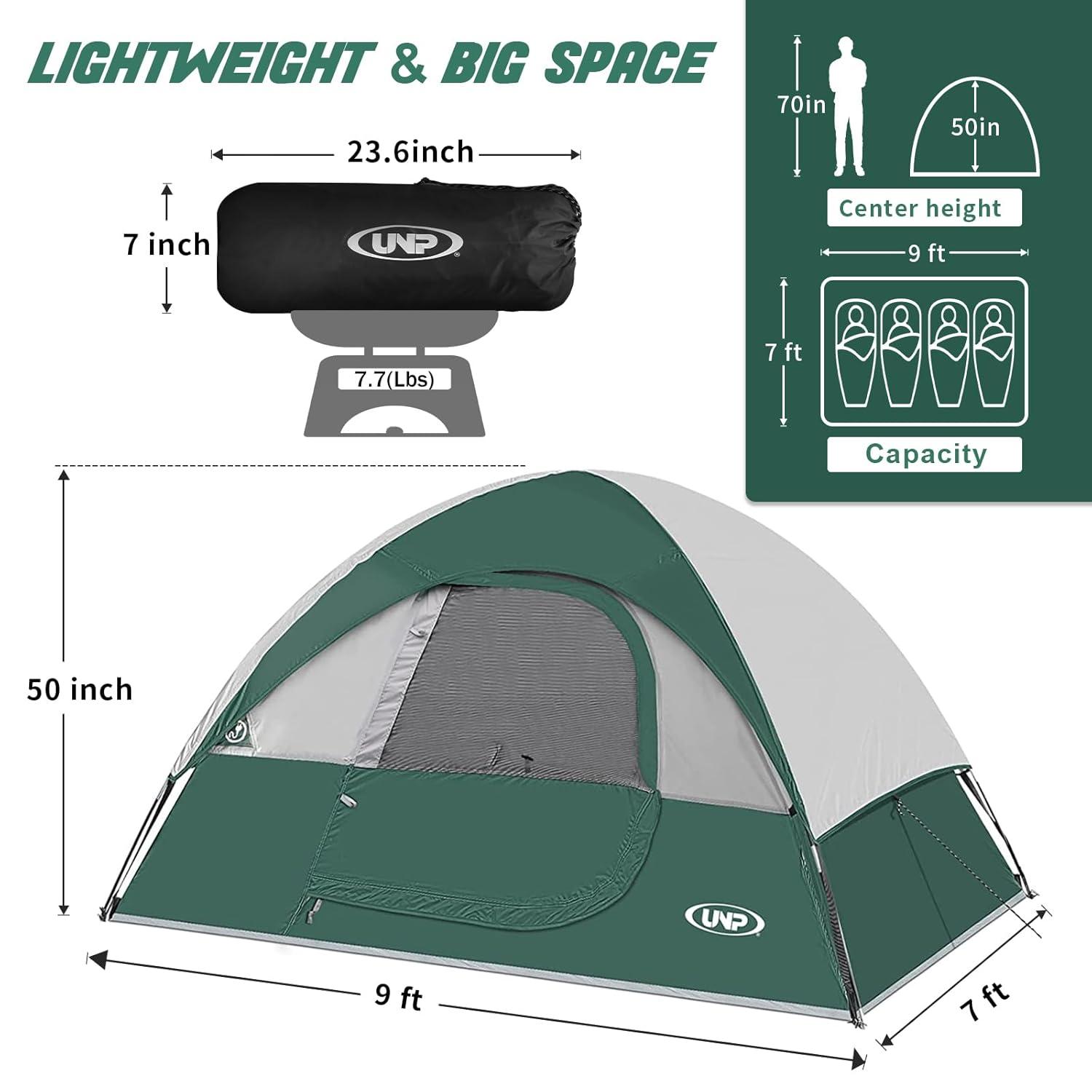 Camping Tent 4 Person, Waterproof Windproof Tent with Rainfly Easy Set up-Portable Dome Tents for Camping