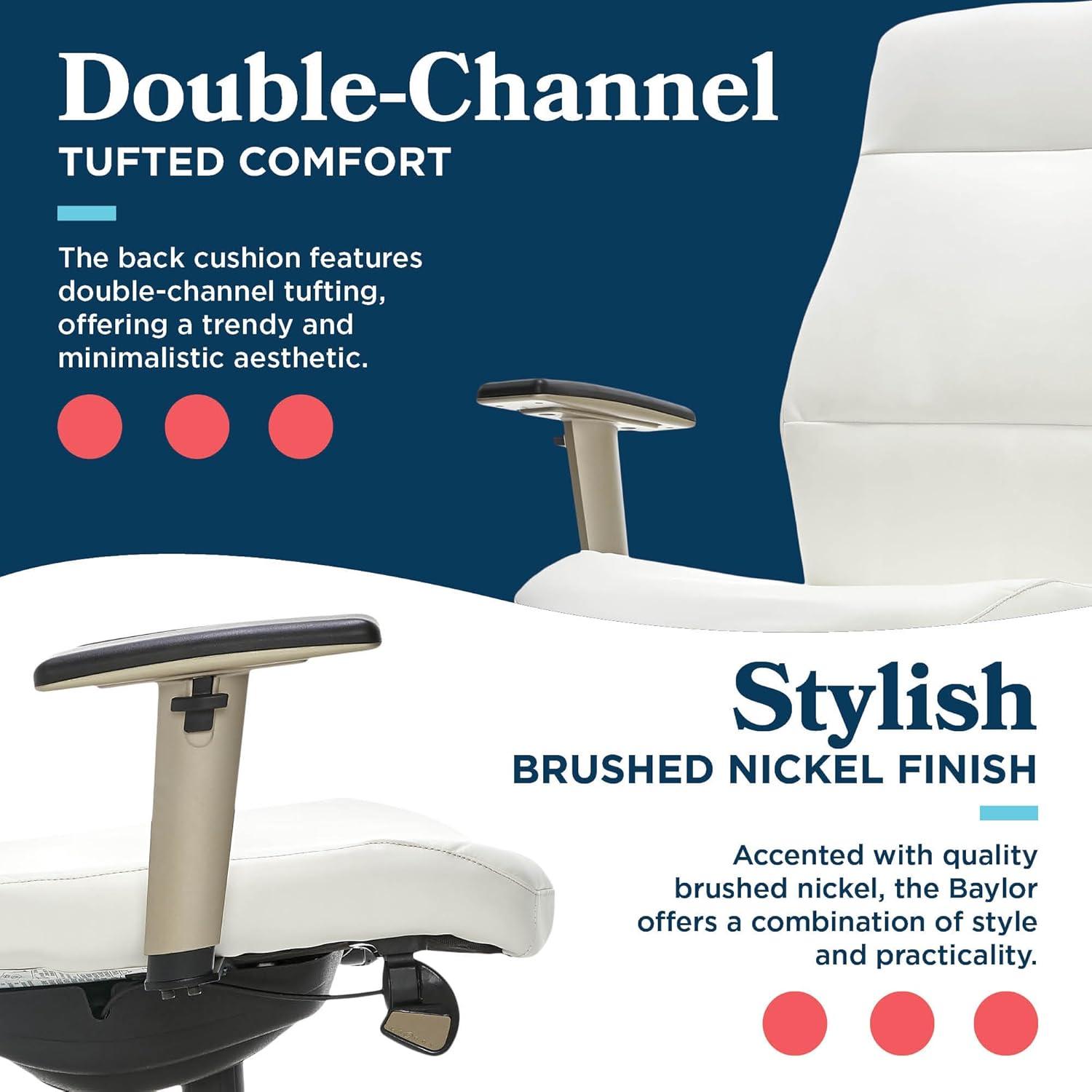 La-Z-Boy Baylor Bonded Leather Adjustable Ergonomic Executive Office Chair with Lumbar Support