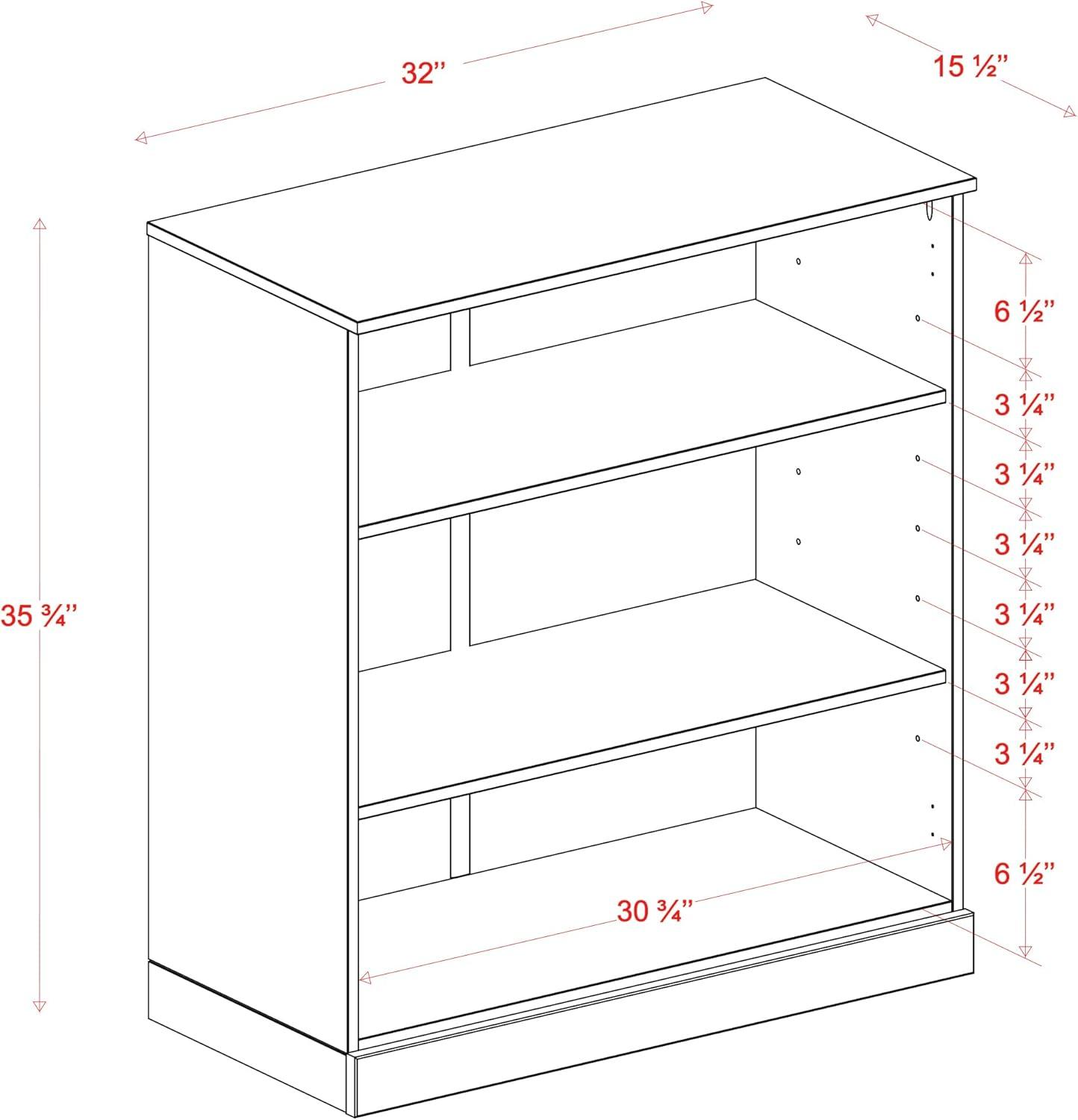 Palace Imports 100% Solid Wood 3-shelf Bookcase with Adjustable Shelves, Black