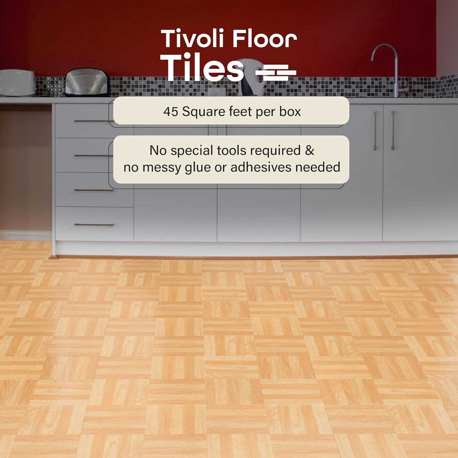 Woven Trends Tivoli Self Adhesive Vinyl Floor Tiles, 45 Pcs, 12" X 12"