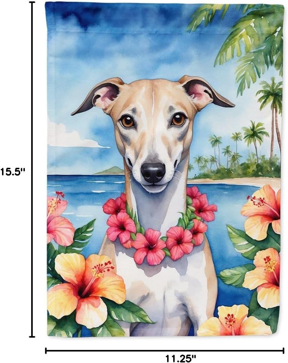 Whippet Luau Garden Flag 11.25 in x 15.5 in