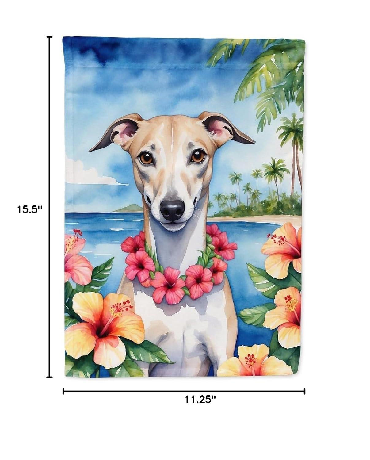 Whippet Luau Garden Flag 11.25 in x 15.5 in