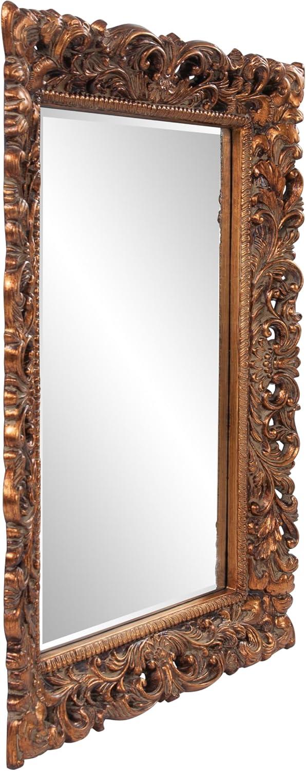 Howard Elliott Barcelona Hanging Rectangular Framed Wall Mirror, Antique Gold Resin, Traditional Designer Mirror for Home, Living Room or Bedroom, 23 x 35 Inch