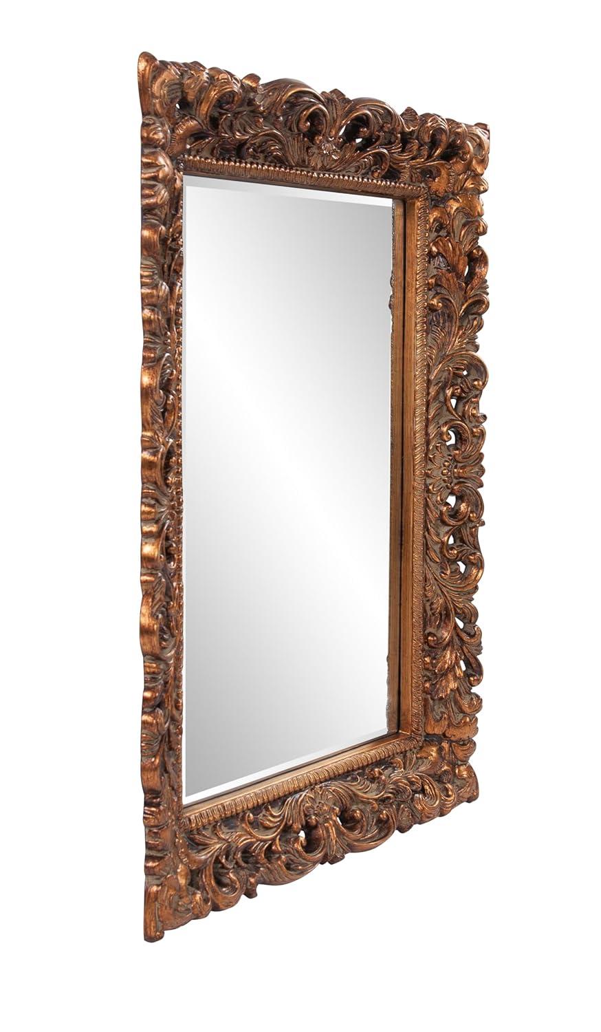Howard Elliott Barcelona Hanging Rectangular Framed Wall Mirror, Antique Gold Resin, Traditional Designer Mirror for Home, Living Room or Bedroom, 23 x 35 Inch