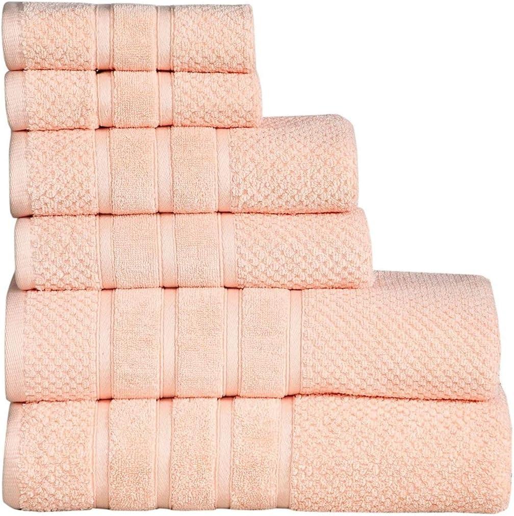 Feather & Stitch NY Luxury Ringspun 625 GSM luxury 6-piece, 100% cotton- super-soft, highly absorbent & quick-dry bath towel set (2 PC - bath, hand & washcloth)  (Set of 6)