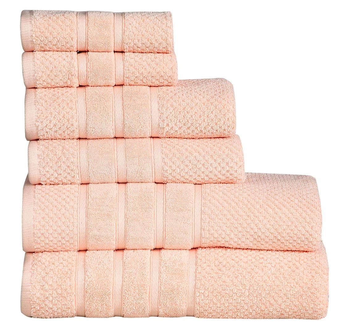 Feather & Stitch NY Luxury Ringspun 625 GSM luxury 6-piece, 100% cotton- super-soft, highly absorbent & quick-dry bath towel set (2 PC - bath, hand & washcloth)  (Set of 6)