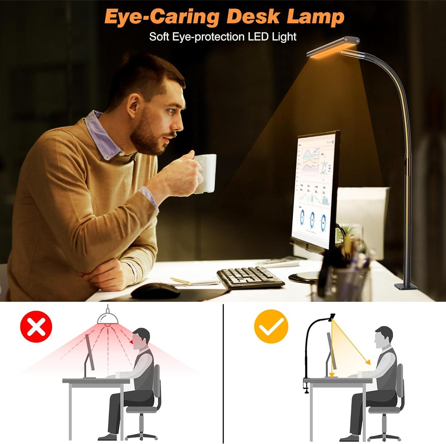 Black Adjustable Arc Clip-on LED Desk Lamp