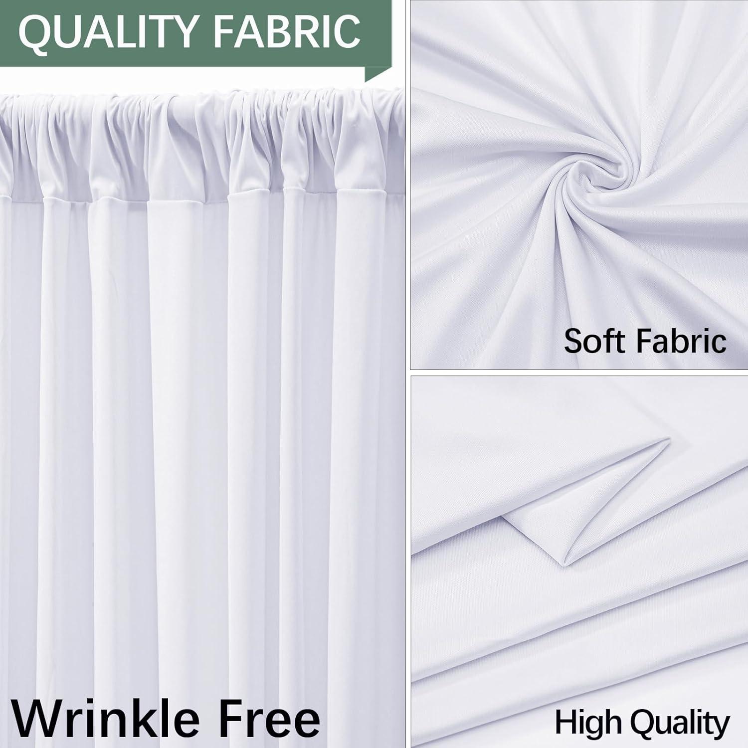 10x10ft White Backdrop Curtain for Parties Wrinkle Free Wedding Baby Curtain Backdrops for Birthday Party