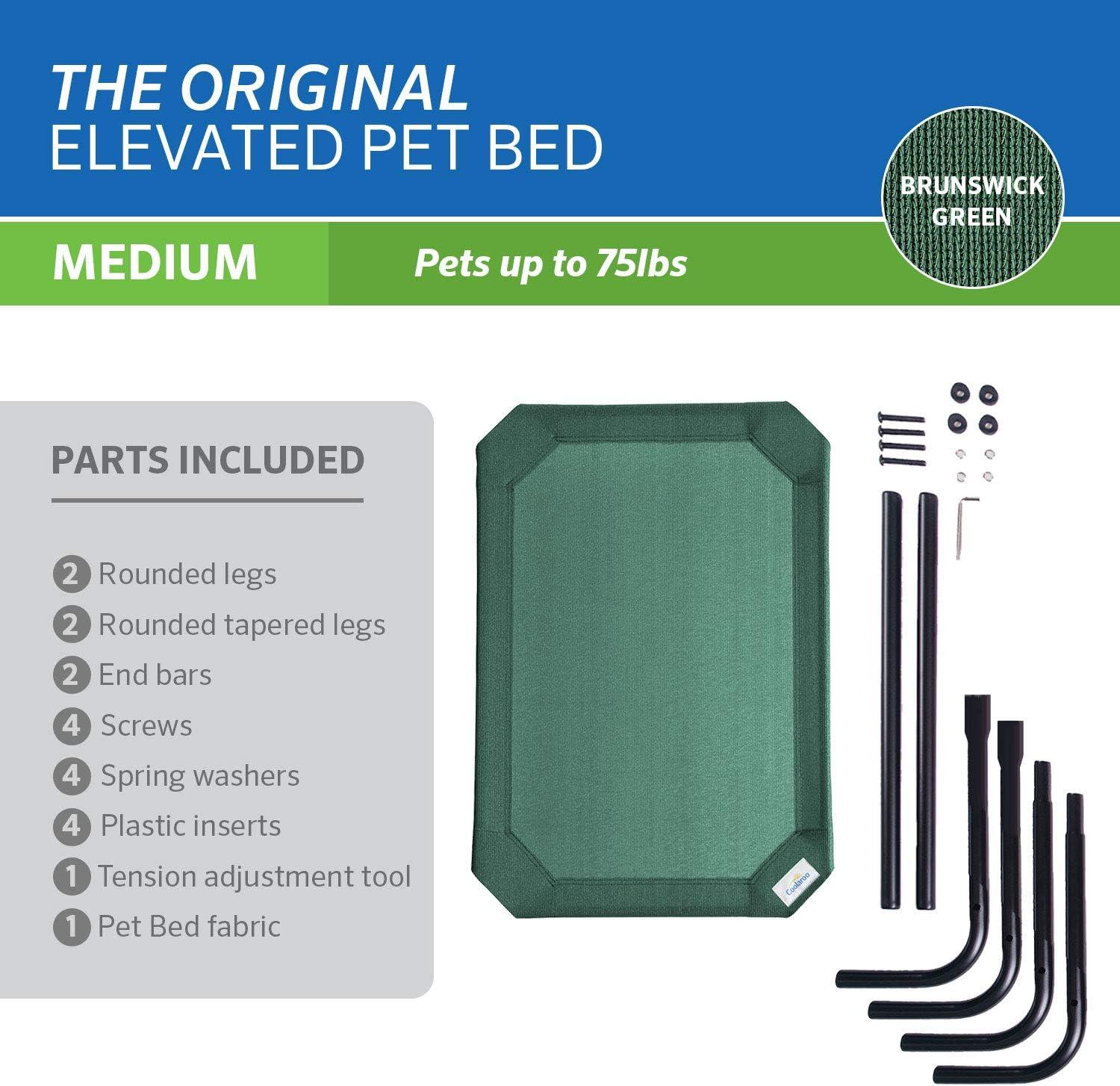 The Original Coolaroo Elevated Pet Dog Bed for Indoors & Outdoors, Medium, Green