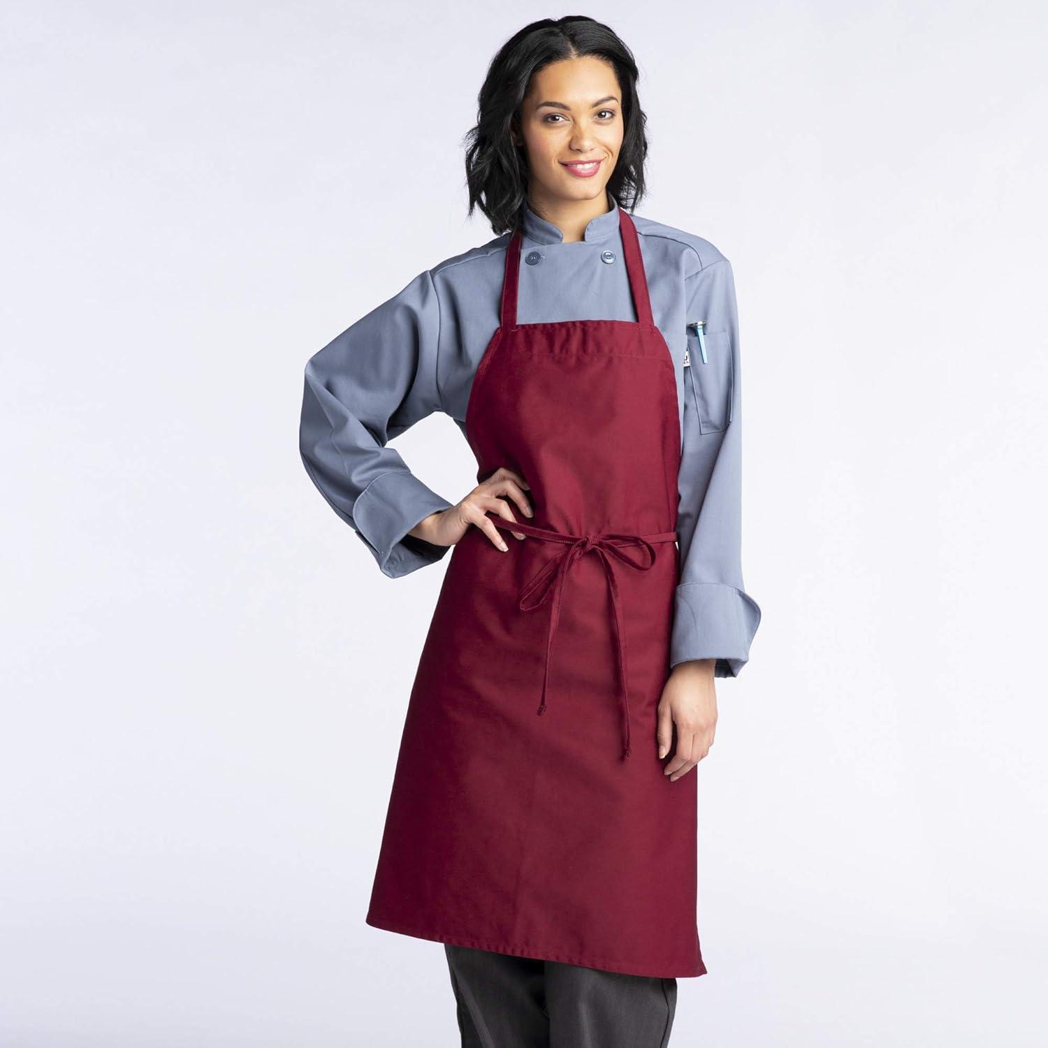 Classic Brown Unisex Cotton Bib Apron with Long Ties