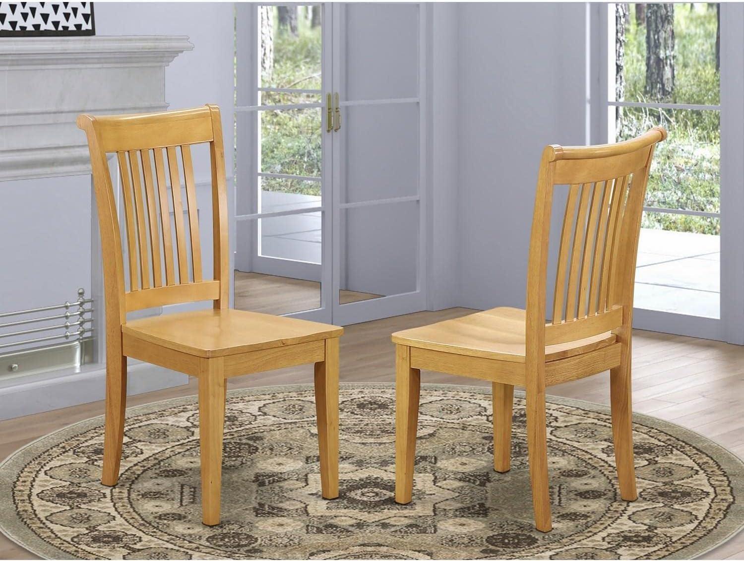 East West Furniture Portland 11" Wood Dining Chairs in Oak (Set of 2)