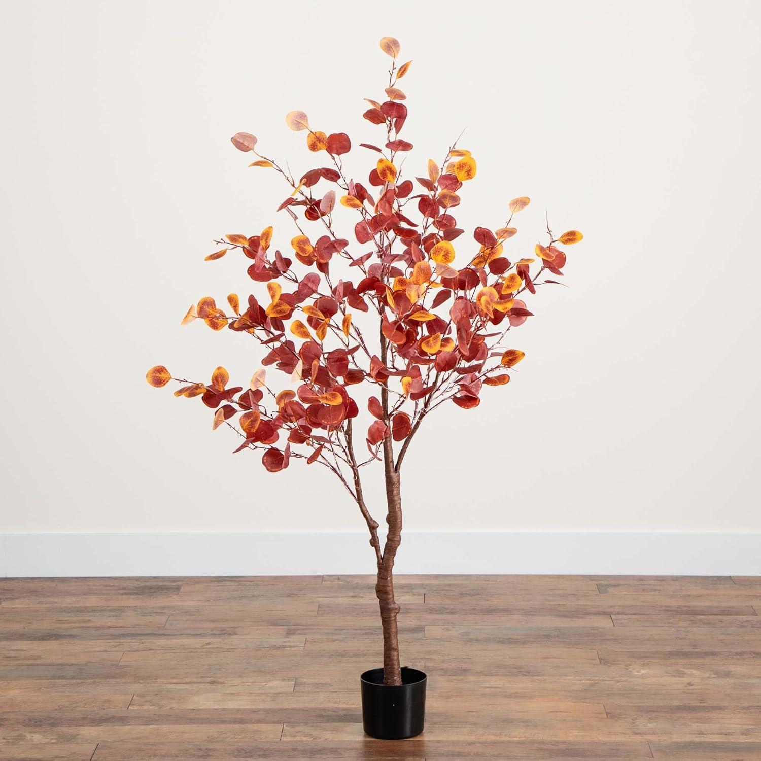 5-Foot Pre-lit Autumn Eucalyptus Tree with Warm White LED Lights