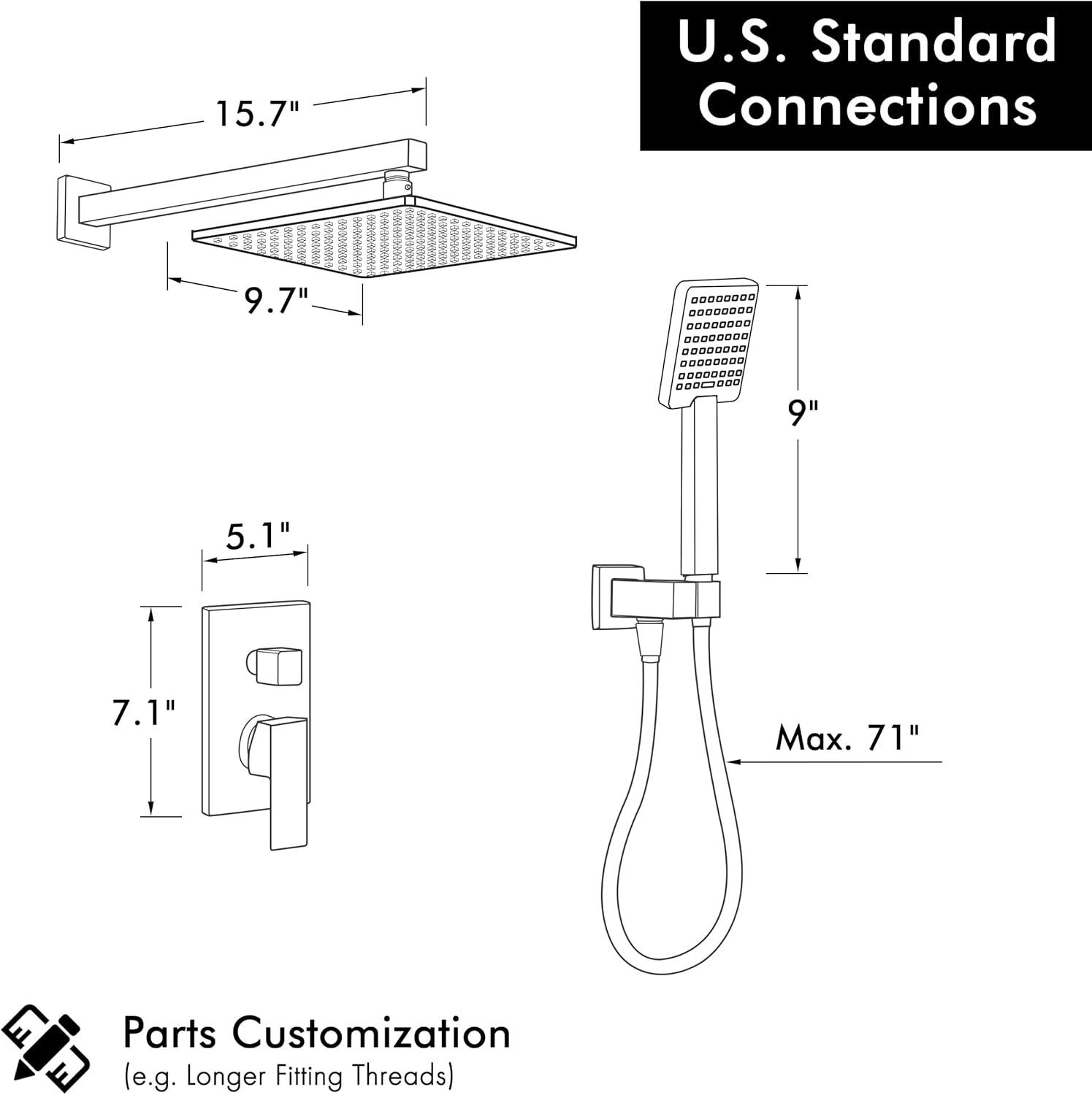 KES Shower System with Handheld Shower Valve and Trim Kit Pressure Balance Matte Black