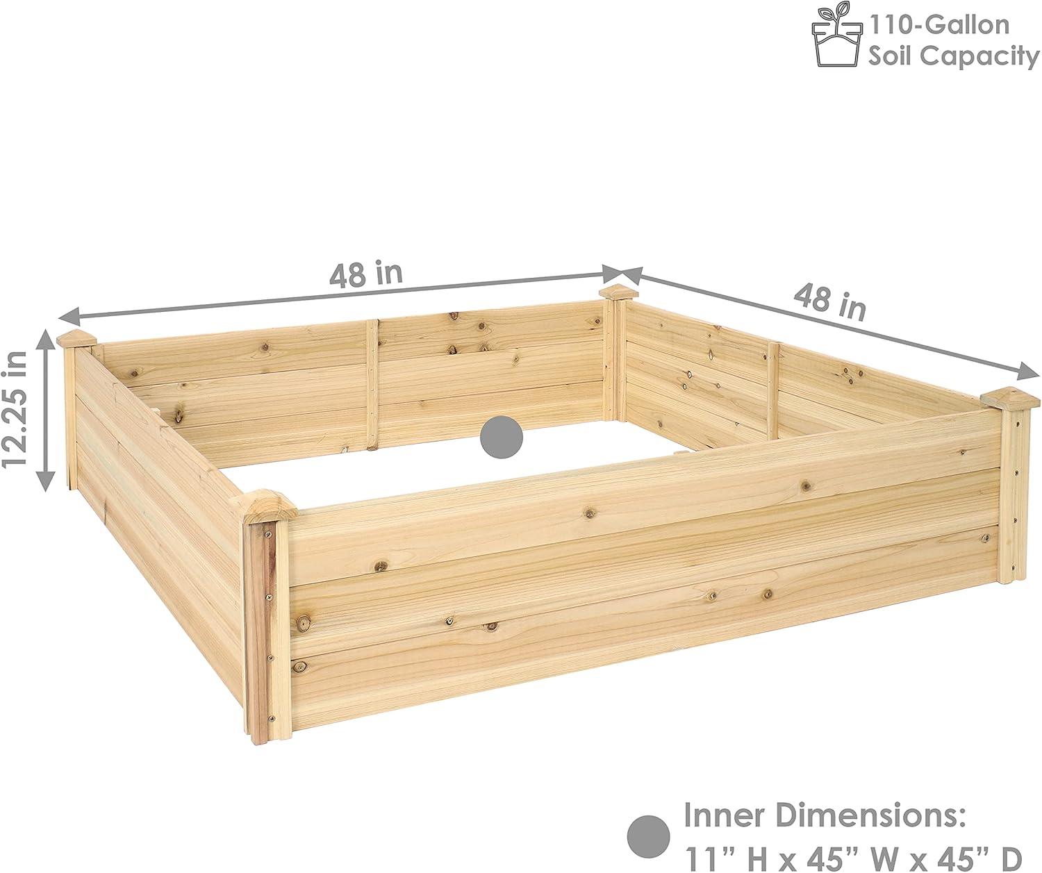 Sunnydaze 48-Inch Natural Fir Wood Raised Garden Bed